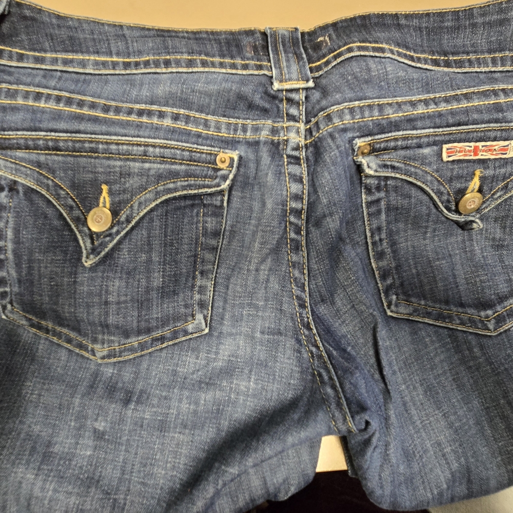 Hudson Jeans Blue Denim with Gold Stitching and Natural Fading